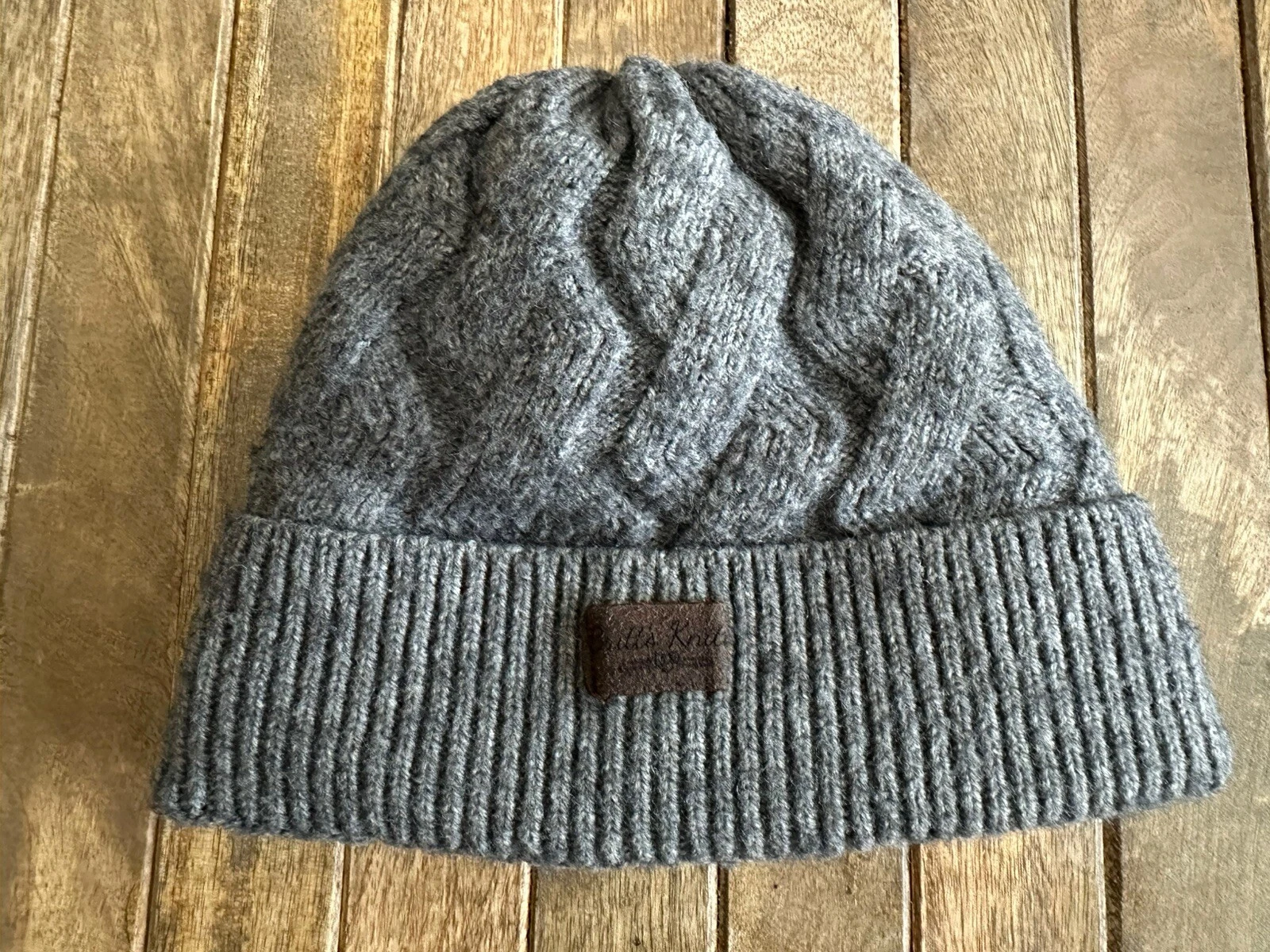 Brit’s Knits Gray Cable Knit Lined Beanie Hat O/S Unisex