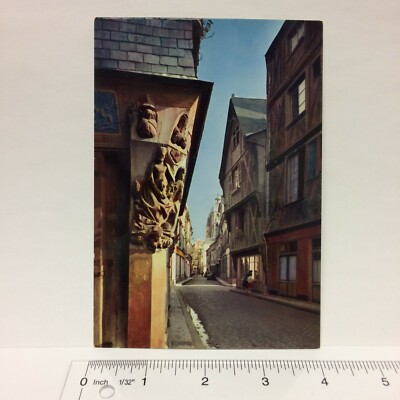 Postcard France Tours La Rue du Change Street View Old House 