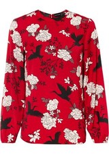 Neu Modische Bluse Gr. 36 Abendrot Floral Damen Shirt Satinbluse