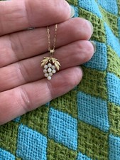 Vtg Karen Lynne Faux cultured pearl 1/20 14 Kt gf chain Grape Cluster
