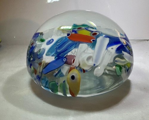 Large VTG Murano Scramble Multicolored Art Glass Paperweight 2.5 In Tall 3.5 W - Picture 2 of 11