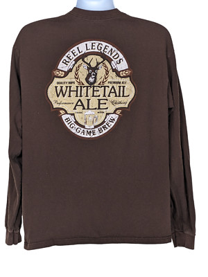 Reel Legends 'White Tail Ale' Men's Size L Long Sleeve T-Shirt 'Big Game Brew'