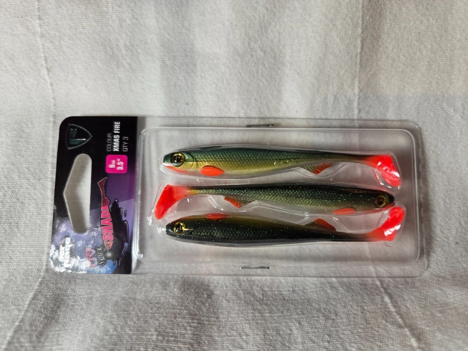 Fox Rage UV Slick Shad 9cm 3,5" Xmas Fire 3xGummifisch Hecht und Barsch #3