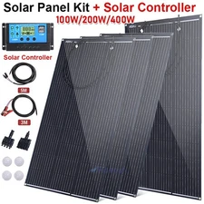 100W 200W 400W Solar Panel Mono Kit 12/24V Charging Camping Home RV Off-Grid