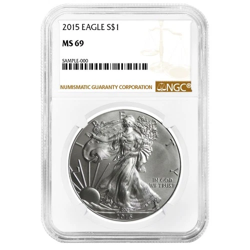 2015 $1 1-oz American Silver Eagle NGC MS69 Brown Label