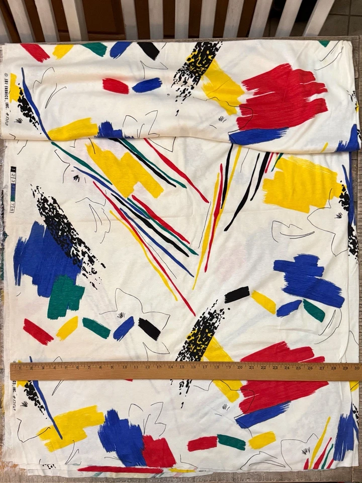 Vintage Abstract Brush Strokes Fabric Jersey Knit JBJ Fabrics 2 Yards, 16” READ - Image 2 of 4