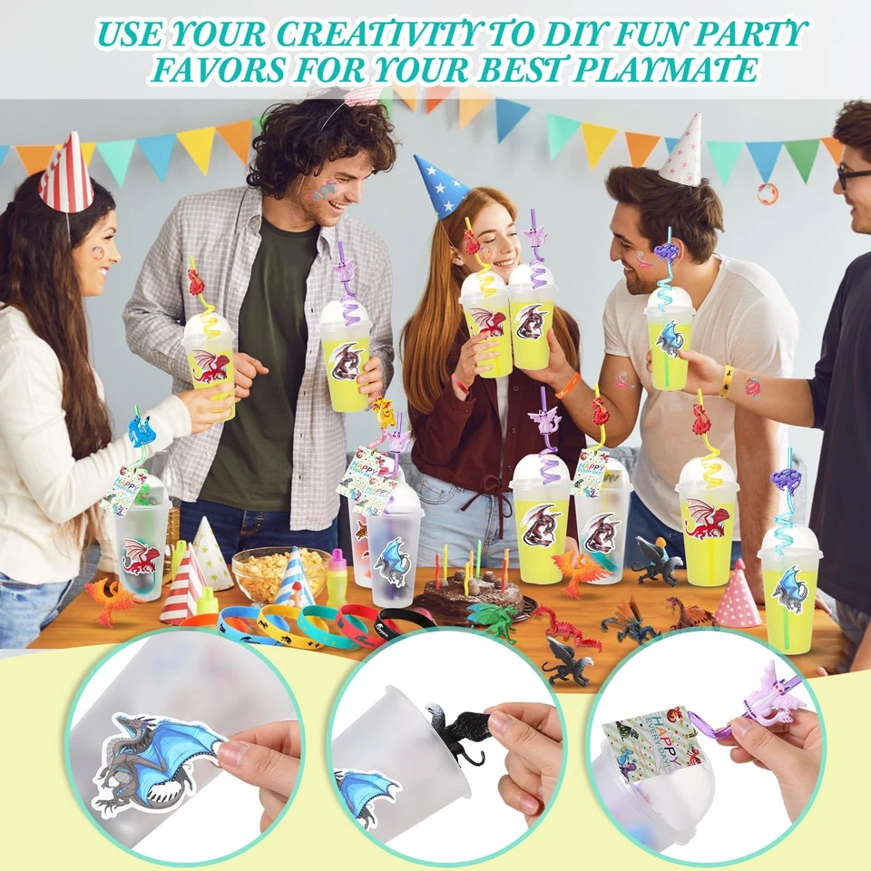 195 Piezas Temática Dragón Fiesta de Cumpleaños Favores Regalo para 18 Personas Incluye Taza con... Foto 4 de 4