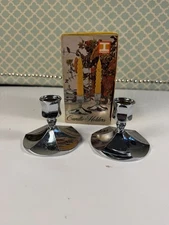 Sliver Plates Irvinware 3” Candle Stick Holders Retro 70’s VTG NIB 