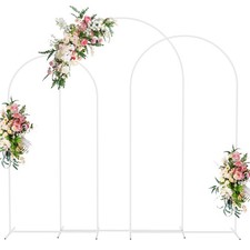 White Metal Wedding Arch Stand Set of 3 Sizes 8FT, 7.2FT, 6.6FT for Wedding C...