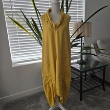 Cynthia Rowley Women Linen Blend HiLo Maxi Dress. Cowl Neck Lagenlook. Size Medi