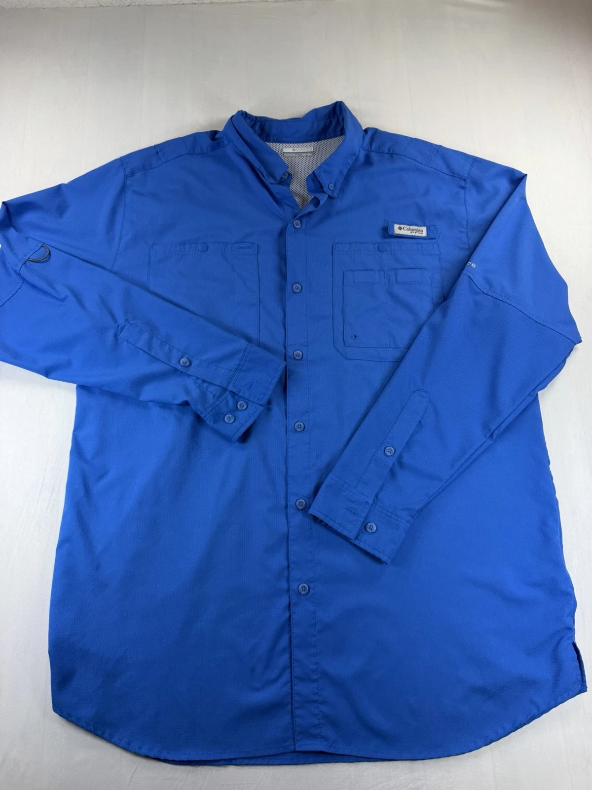 Columbia PFG Blue Fishing Shirt Mens XLT Vented Long Sleeve Button Up