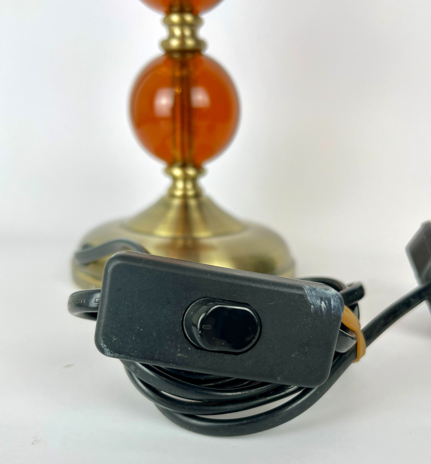 Amber Sphere Table Lamp Antique Brass Effect Contemporary Retro Style Working image 5