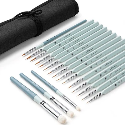 Golden Maple 18PCS Miniatur Pinsel mit Wolle Drybrush Set für Miniaturen