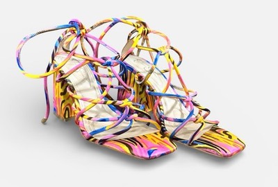 Jessica Simpson Ozias Colorful Block Chunky Sandals Women's Strappy Size 7.5 Y2K