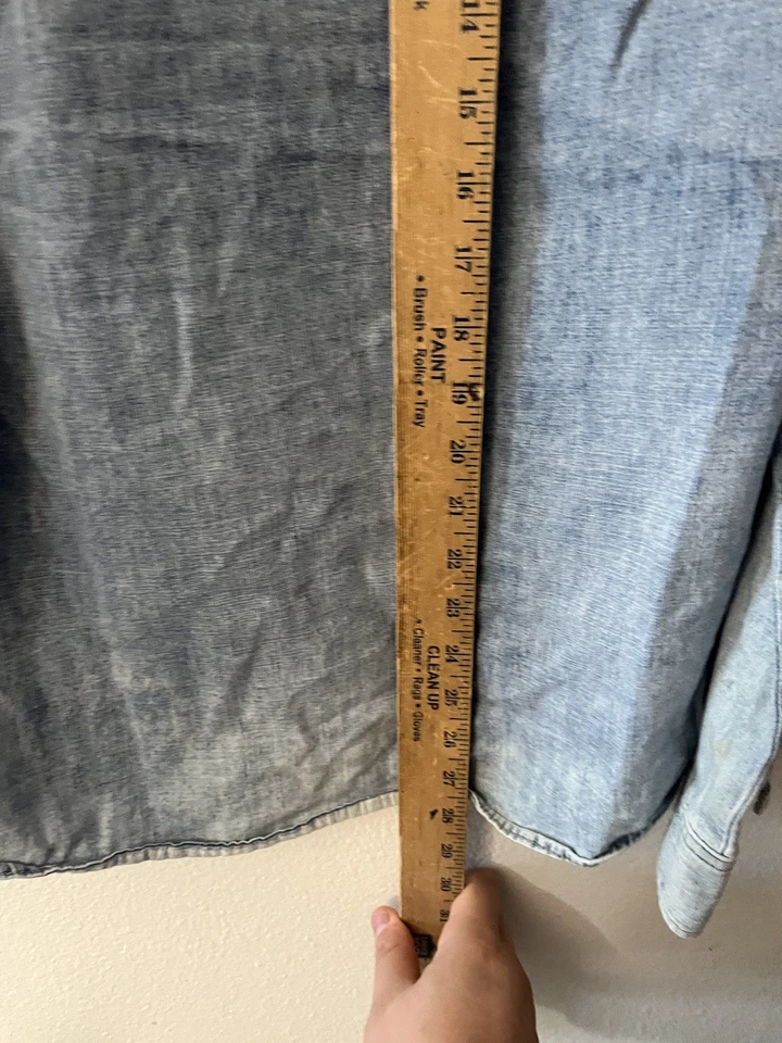 LOGG/H&M Men's Western Pearl Snap Shirt Size S Blue Chambray Long Sleeve Fitted - Image 4 of 4