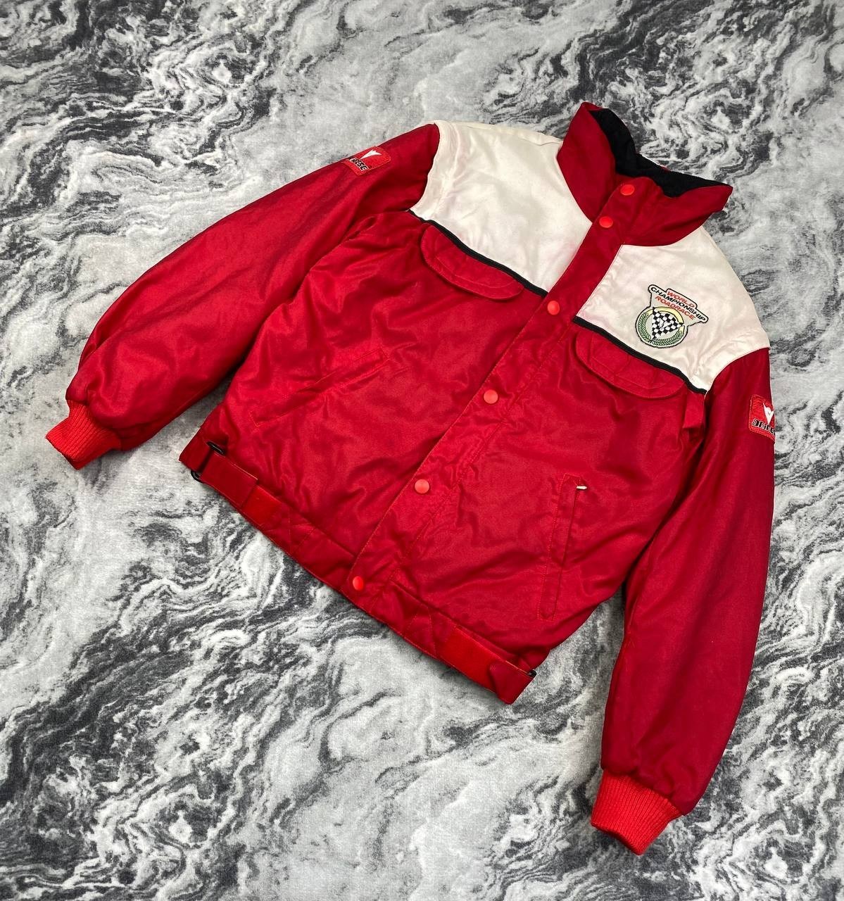 Vintage Dainese World Champion Racing 2 in 1 Bomber Jacket Men Size 48 Red image 2