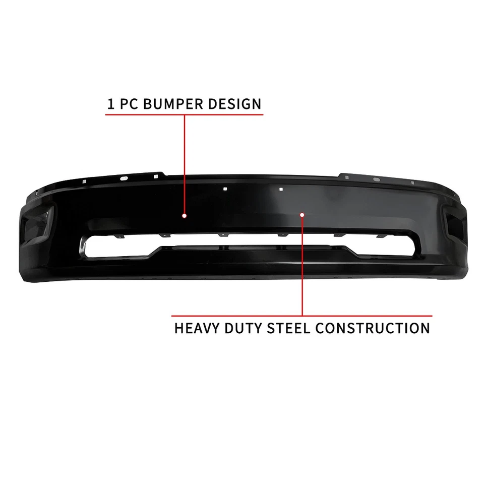 For 2009-2012 Dodge Ram 1500 Steel Front Bumper Cover w/ Fog Light Holes - Image 4 of 4