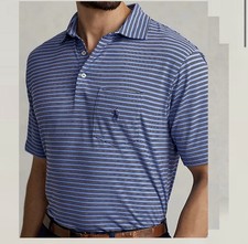 Polo Ralph Lauren Performance Polo Shirt Men  s 2XB Blue Striped Big  Tall Golf