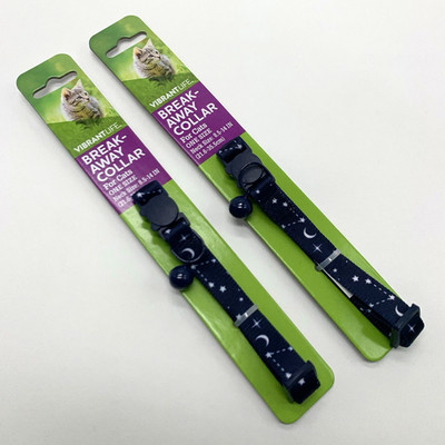 Breakaway Cat Collar w/ Bell Vibrant Life Lot of 2 Neck Sz 8.5-14'' Moon Stars