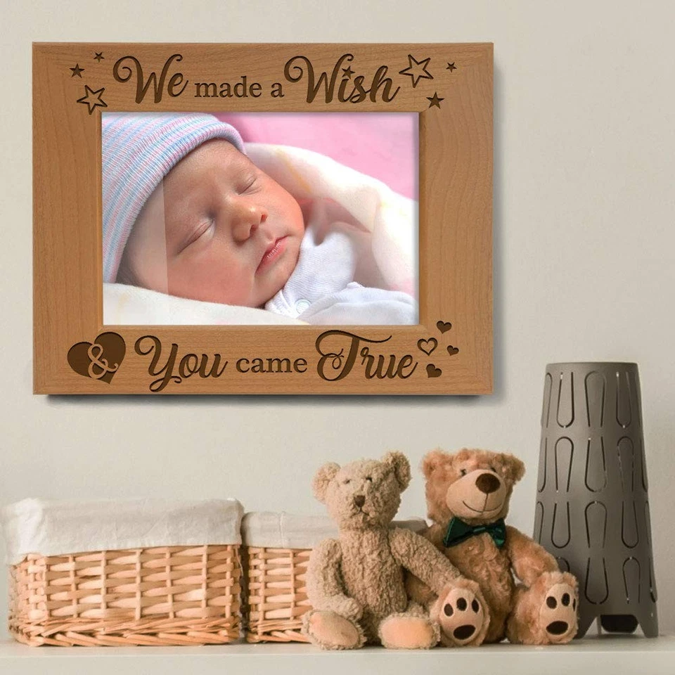 - We Made a Wish & You Came True Engraved Natural Wood Picture Frame, Baby Gi... - Image 4 of 4