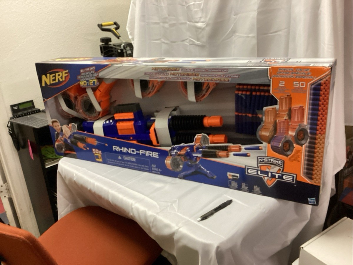 NERF N-strike Elite Blue Rhino Fire Blaster With 100 Darts for