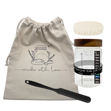 Sourdough Starter Jar Kit 32 oz Glass Jar, Measure Band, Wood Lid, Scraper, Bag