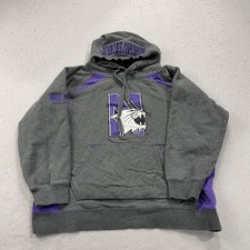 VINTAGE Northwestern Wildcats Hoodie Mens Medium Gray Embroidered Sweatshirt 90s