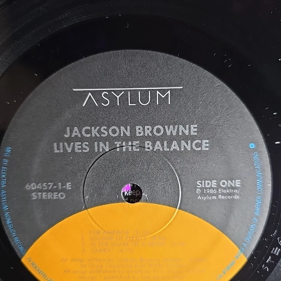 Jackson Browne–Lives In The Balance–1986 Asylum–7E-1093 Vinyl LP - Image 4 of 4