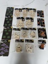 NEW Lot of 16 Halloween Craft DIY Plywood Painting Decorations, Stickers, Etc
