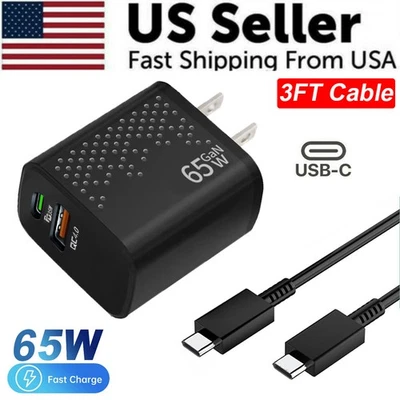 THE-PHONE-ZONE For Samsung Galaxy S22 S23 S21 45W Type USB C Super Fast Wall Charger+3ft Cable