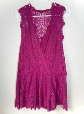 Free People Heart In Two Orchid Pink Lace Mini Dress Sz XS 2-Piece Fuchsia Pink