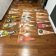 Vintage Sports Pennants Lot Of 19