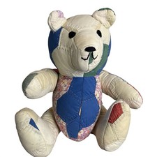 Vintage Handmade Patchwork Quilt Teddy Bear 10" Quilts Unlimited Floral Nursery