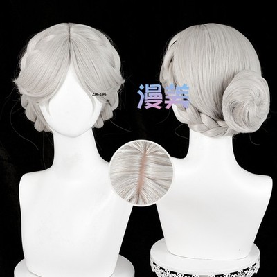 Anime Identity V Mary Bloody Queen Cosplay Hair Silvery White Wig Hairpiece Prop