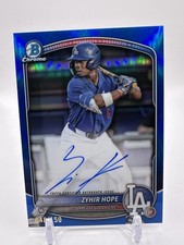 2025 Bowman Chrome Prospects Zyhir Hope True Blue Refractor Auto /150 Dodgers