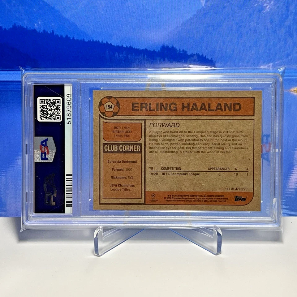 2020 Topps Living Erling Haaland #154 PSA 9 Mint UEFA Borussia Dortmund - Image 2 of 2