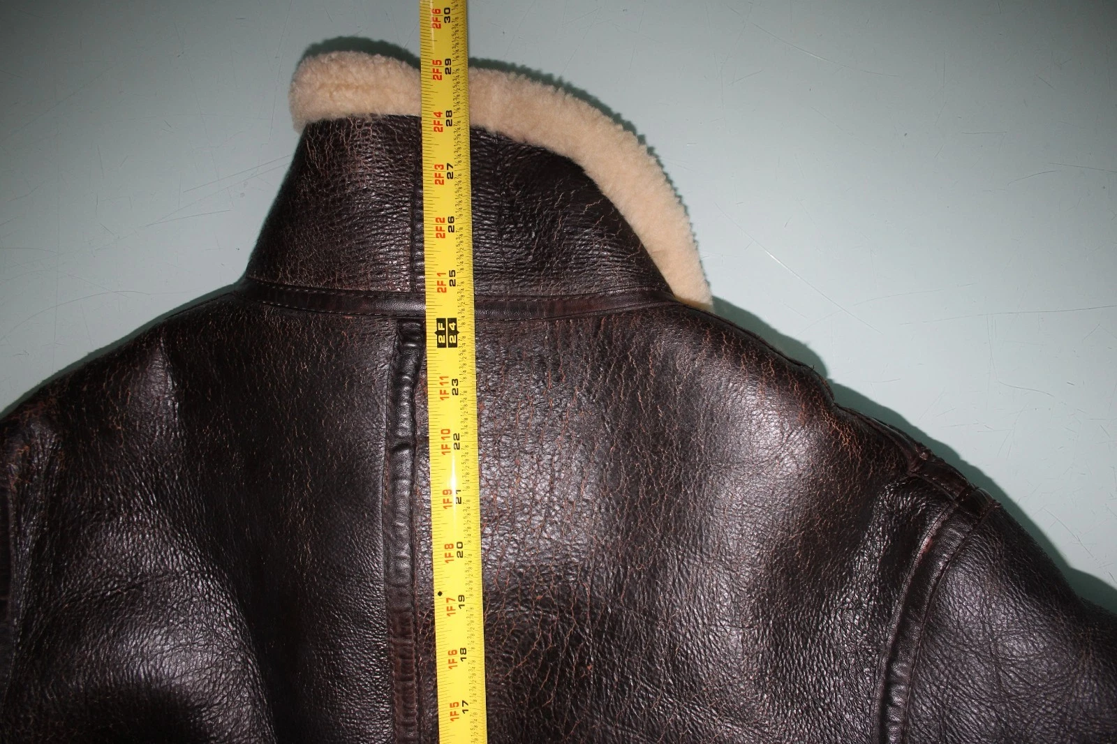 Vintage B3 B-3Aviator bomber Shearling Jacket D Brown Genuine Leather Distress image 8