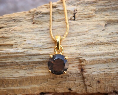 Natural Smoky Quartz Pendant Necklace 