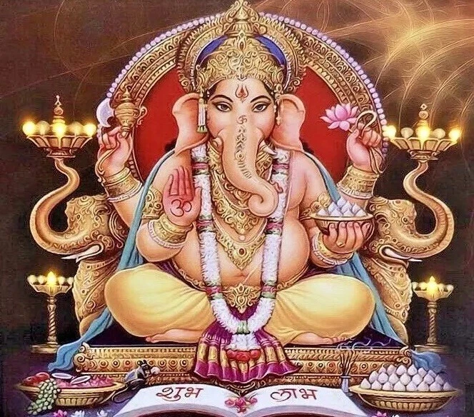 Lord Ganesh LED Light Up Print Painting Parvati Elephant Headed God 24X16" - Image 2 of 4