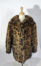 Cheetah Animal Print Faux Fur Oversized Coat Jacket 90s Fun Plush Glam Olympia M