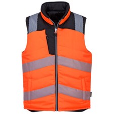 Image of PORTWEST Hi-Vis Reversible Bodywarmer - Premium Quilted Lined Safety Gilet PW374
