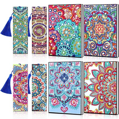Harloon 4 Pcs 5D Diamond Painting Notebook with Bookmarks Mandala Diamond Pai...