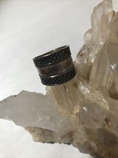 Vintage Sterling Silver Wide Band Size 9 Artisan Ring