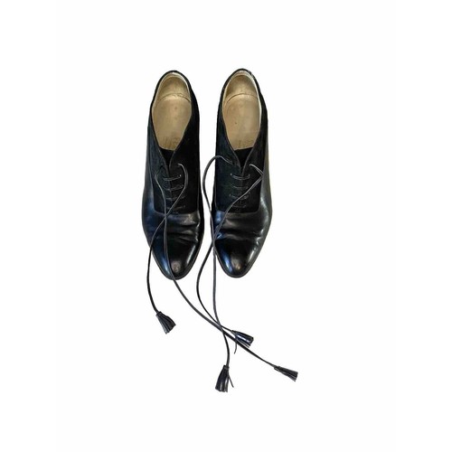 Vintage Salvatore Ferragamo Loafer Heels Black Oxford Pilgrim Witchy Womens 8.5B - Picture 4 of 13