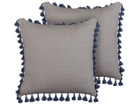 Dekokissen 2Er Set Mit FüLlung Quasten Leinen / Baumwolle Grau 45X45 Cm Carpinus