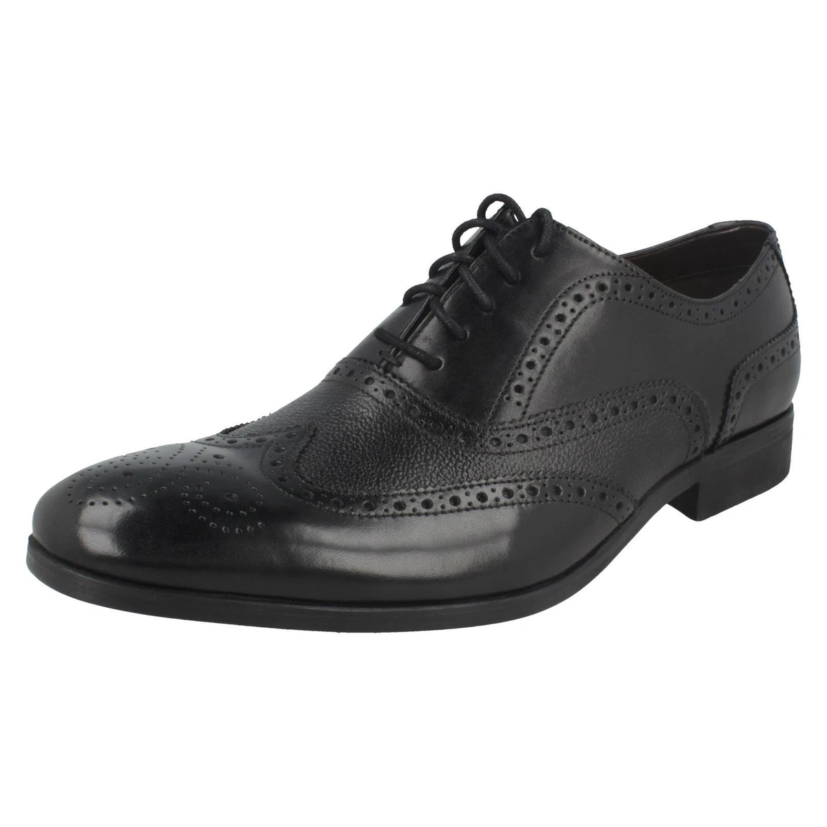 SALE CLARKS Gilmore Limit Mens Black Leather Brogue Lace Up Shoe