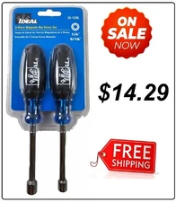 Ideal Industries 2-Piece Magnetic Nut Driver Set 1/4", 5/16" 35-1295 NEW