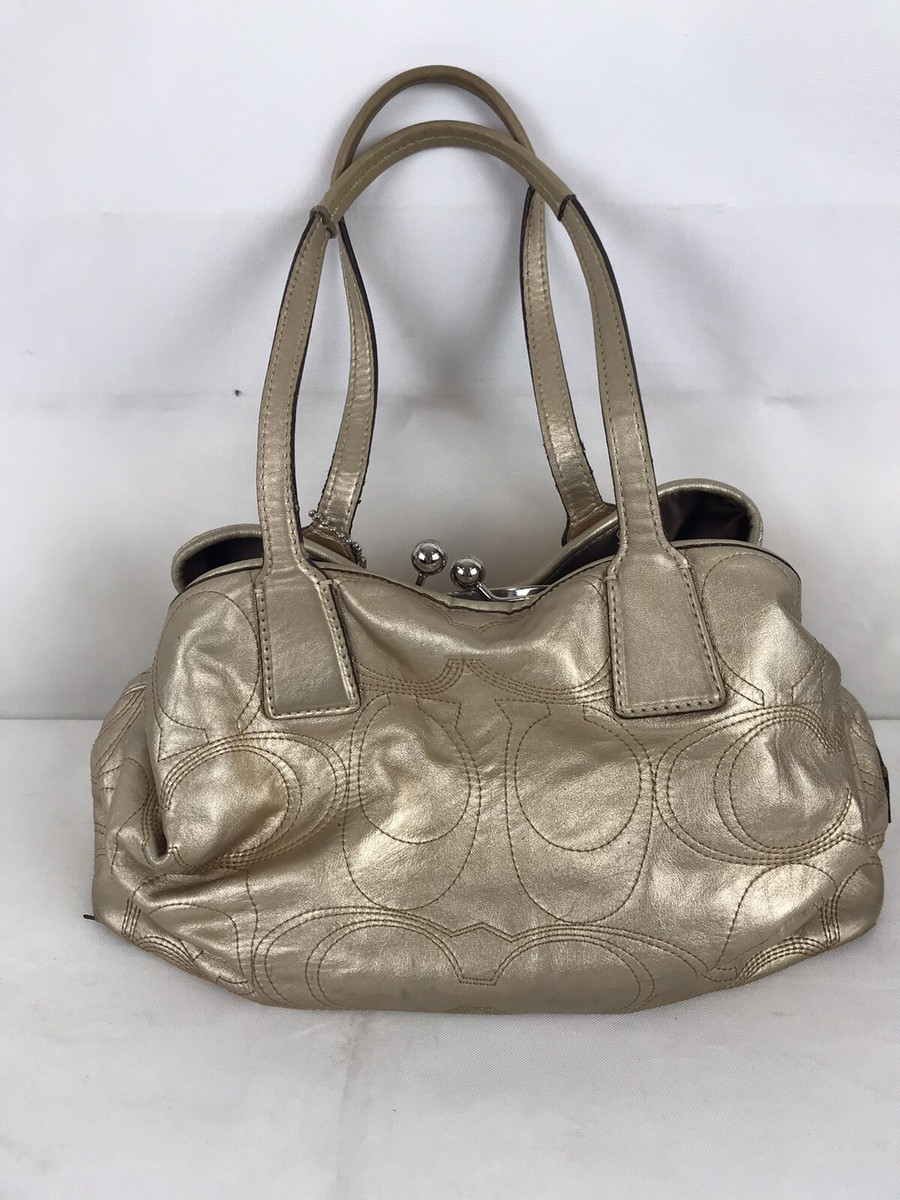 Coach F18879 Gold Multi Compartment Shoulder Hand Bag Purse | eBay