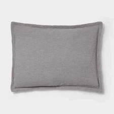 Threshold Standard Size Waffle Weave Gray Quilt Stitch Pillow Sham