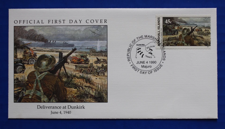 Marshall Islands (252-253) 1990 WWII: Deliverance at Dunkirk Official FDCs - Image 2 of 4